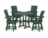 POLYWOOD 5-Piece Modern Swivel Counter Set in Green