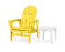 POLYWOOD® Vineyard Grand Upright Adirondack Chair with Side Table in Lime / White