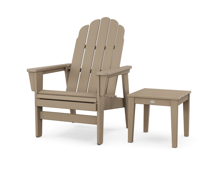POLYWOOD® Vineyard Grand Upright Adirondack Chair with Side Table in Vintage Sahara