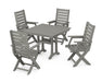 POLYWOOD Captain 5-Piece Farmhouse Dining Set With Trestle Legs in Slate Grey