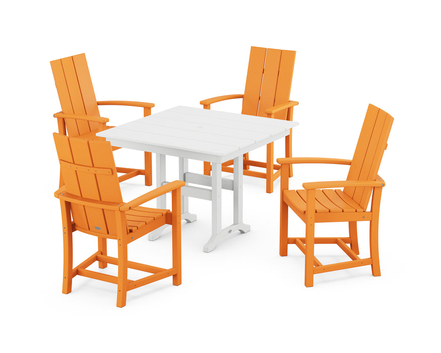 POLYWOOD Modern Adirondack 5-Piece Farmhouse Dining Set in Tangerine