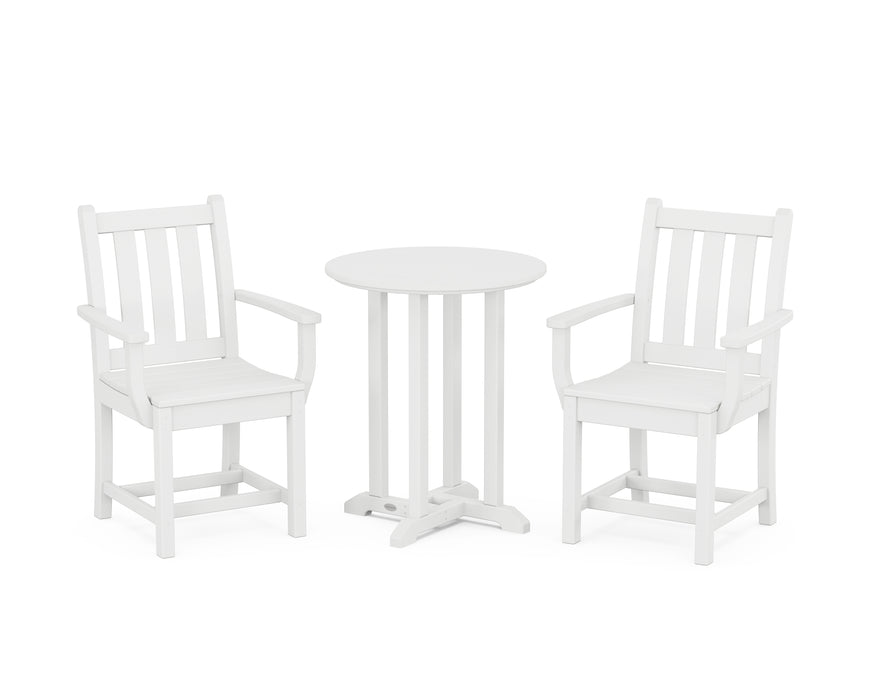 POLYWOOD Traditional Garden 3-Piece Round Dining Set in White