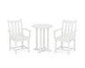 POLYWOOD Traditional Garden 3-Piece Round Dining Set in White