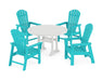 POLYWOOD South Beach 5-Piece Round Dining Set with Trestle Legs in Aruba