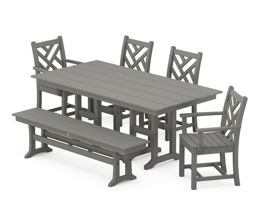 POLYWOOD Chippendale 6-Piece Farmhouse Dining Set in Slate Grey