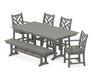 POLYWOOD Chippendale 6-Piece Farmhouse Dining Set in Slate Grey