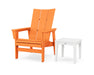 POLYWOOD® Modern Grand Upright Adirondack Chair with Side Table in Tangerine / White
