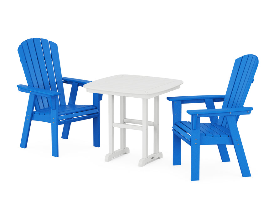 POLYWOOD Nautical Adirondack 3-Piece Dining Set in Pacific Blue