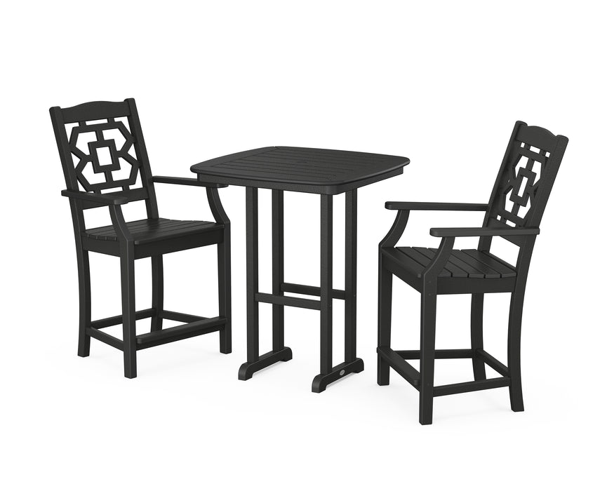 Martha Stewart by POLYWOOD Chinoiserie 3-Piece Counter Set in Black