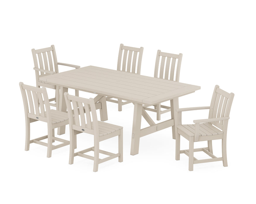 POLYWOOD Traditional Garden 7-Piece Rustic Farmhouse Dining Set in Sand