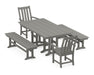 POLYWOOD® Vineyard 5-Piece Farmhouse Dining Set with Benches in Teak