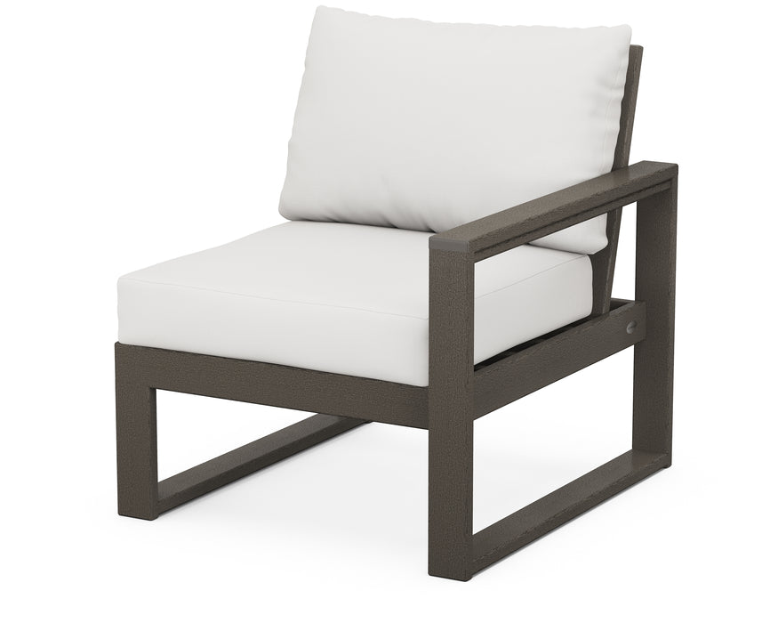 POLYWOOD® EDGE Modular Right Arm Chair in Vintage Coffee with Natural Linen fabric