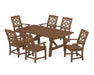 Martha Stewart by POLYWOOD Chinoiserie Arm Chair 7-Piece Rustic Farmhouse Dining Set in Teak