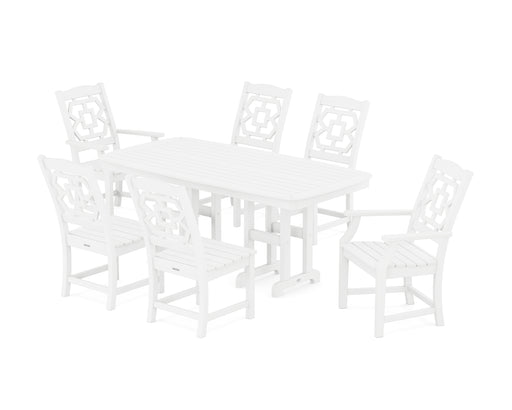 Martha Stewart by POLYWOOD Chinoiserie 7-Piece Dining Set in White