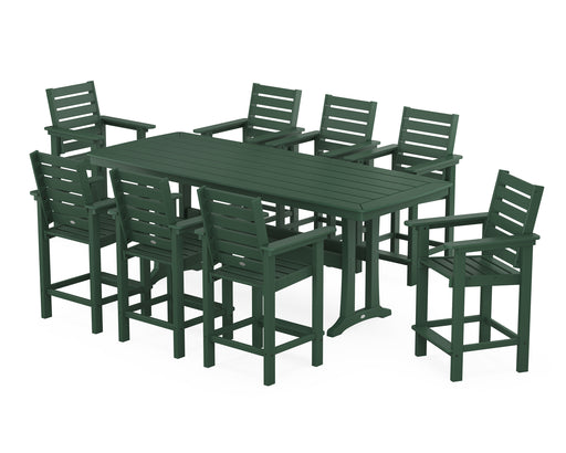POLYWOOD® Captain 9-Piece Counter Set with Trestle Legs in Green