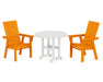POLYWOOD Modern Adirondack 3-Piece Round Dining Set in Tangerine
