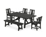 POLYWOOD® Prairie 6-Piece Rustic Farmhouse Dining Set with Bench in Green