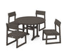 POLYWOOD EDGE Side Chair 5-Piece Round Dining Set With Trestle Legs in Vintage Coffee
