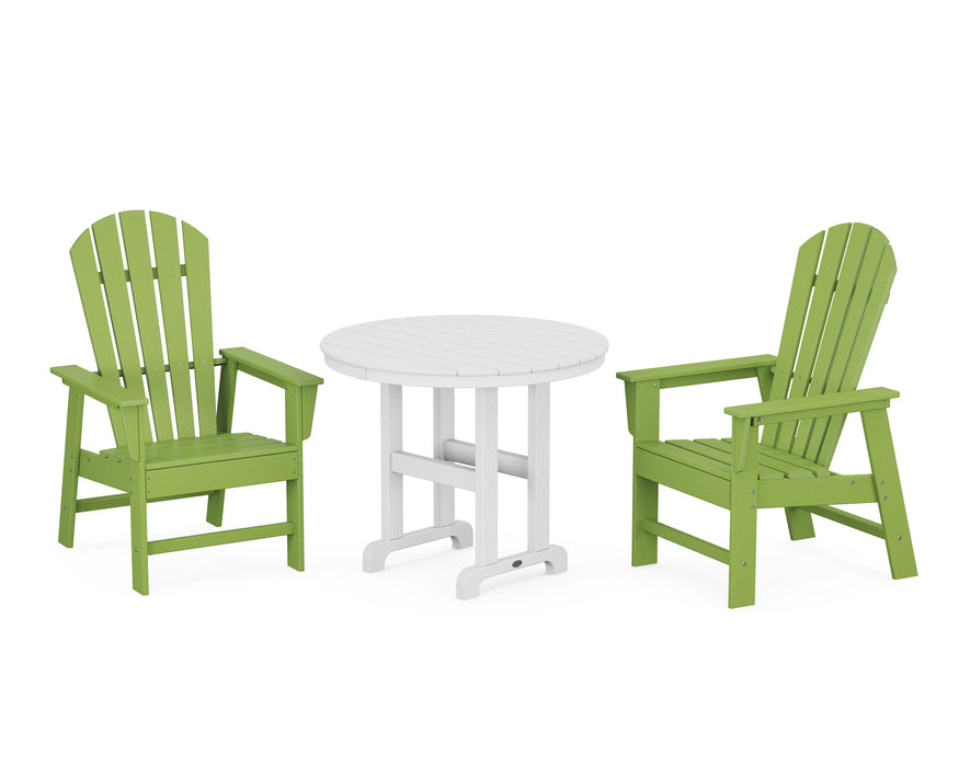 POLYWOOD South Beach 3-Piece Round Farmhouse Dining Set in Lime