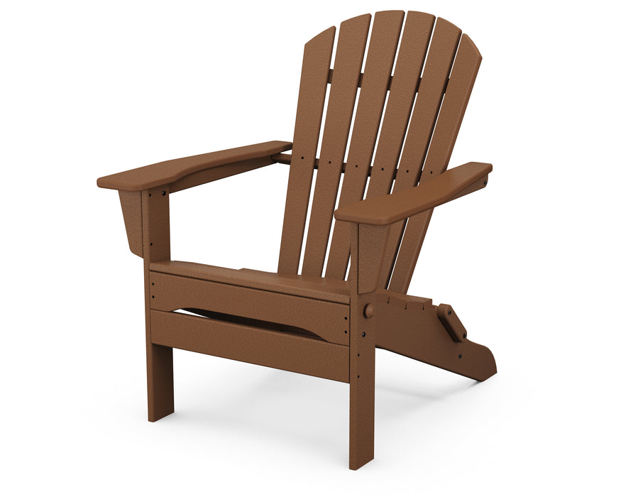POLYWOOD South Beach Folding Adirondack Chair in Teak