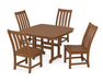 POLYWOOD Vineyard Side Chair 5-Piece Dining Set with Trestle Legs in Teak