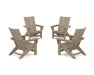 POLYWOOD® 4-Piece Modern Grand Adirondack Chair Conversation Set in Vintage Sahara