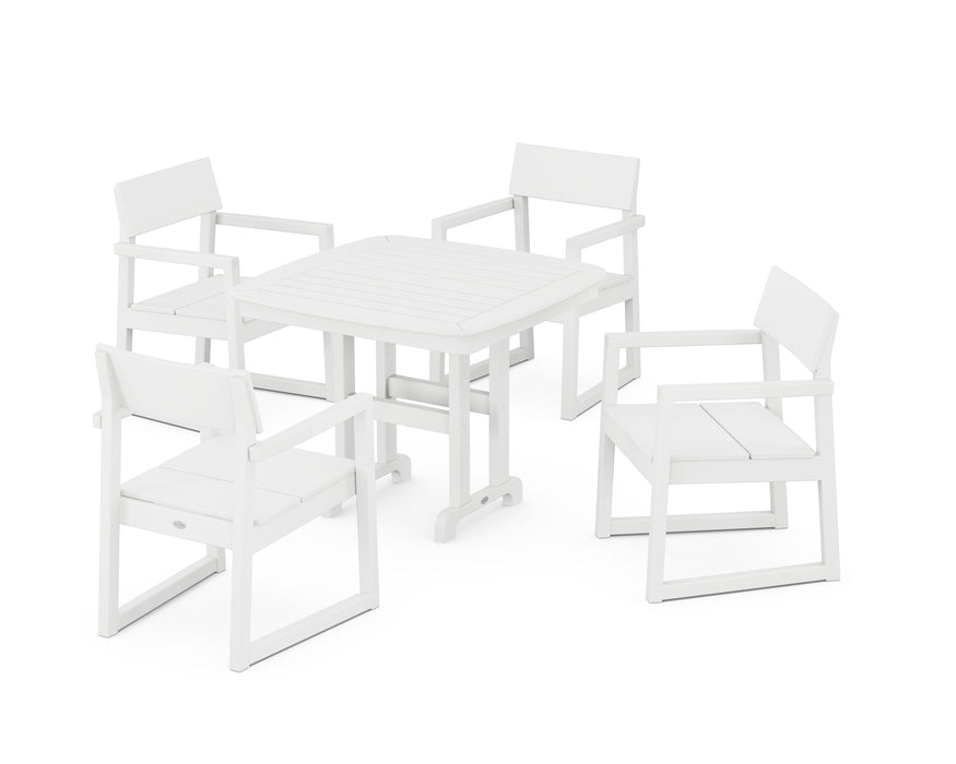 POLYWOOD EDGE 5-Piece Dining Set in White