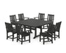 POLYWOOD® Oxford 9-Piece Square Farmhouse Dining Set with Trestle Legs in Black
