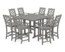 Martha Stewart by POLYWOOD Chinoiserie 9-Piece Square Farmhouse Bar Set with Trestle Legs in Slate Grey