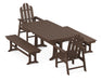 POLYWOOD Long Island 5-Piece Dining Set with Trestle Legs in Mahogany