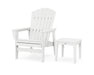 POLYWOOD® Nautical Grand Upright Adirondack Chair with Side Table in White
