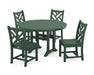 POLYWOOD Chippendale Side Chair 5-Piece Round Dining Set With Trestle Legs in Green