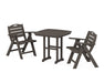 POLYWOOD Nautical Lowback 3-Piece Dining Set in Vintage Coffee