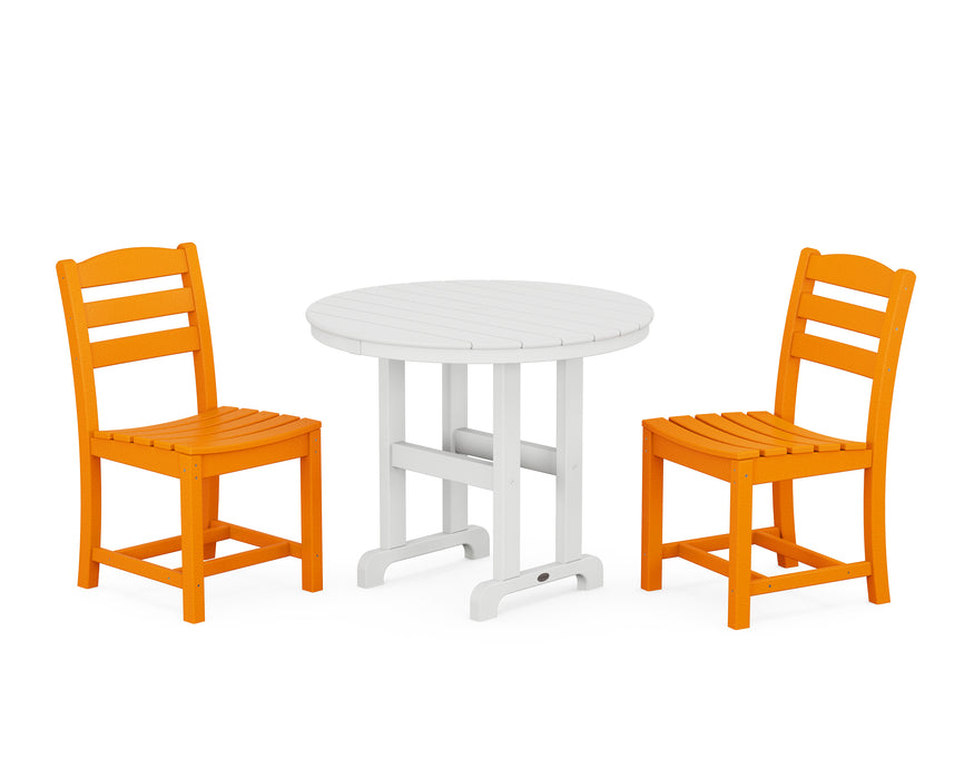 POLYWOOD La Casa Café Side Chair 3-Piece Round Dining Set in Tangerine