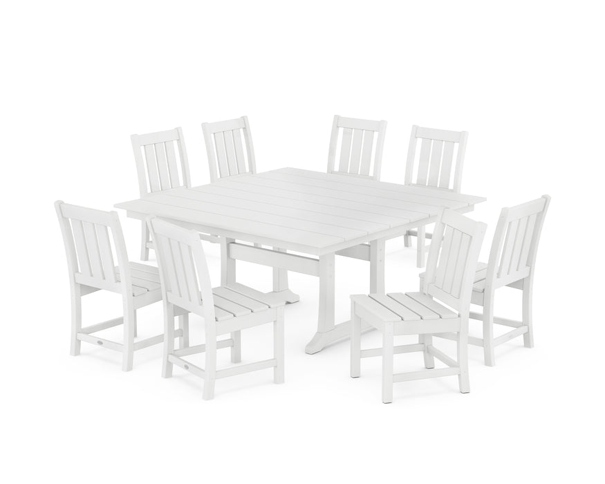 POLYWOOD® Oxford Side Chair 9-Piece Square Farmhouse Dining Set with Trestle Legs in White