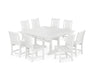 POLYWOOD® Oxford Side Chair 9-Piece Square Farmhouse Dining Set with Trestle Legs in White