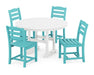 POLYWOOD La Casa Café Side Chair 5-Piece Round Farmhouse Dining Set in Aruba