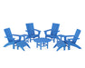 POLYWOOD Modern Curveback Adirondack Chair 9-Piece Conversation Set in Pacific Blue