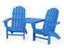 POLYWOOD Vineyard 3-Piece Curveback Adirondack Set with Angled Connecting Table in Pacific Blue