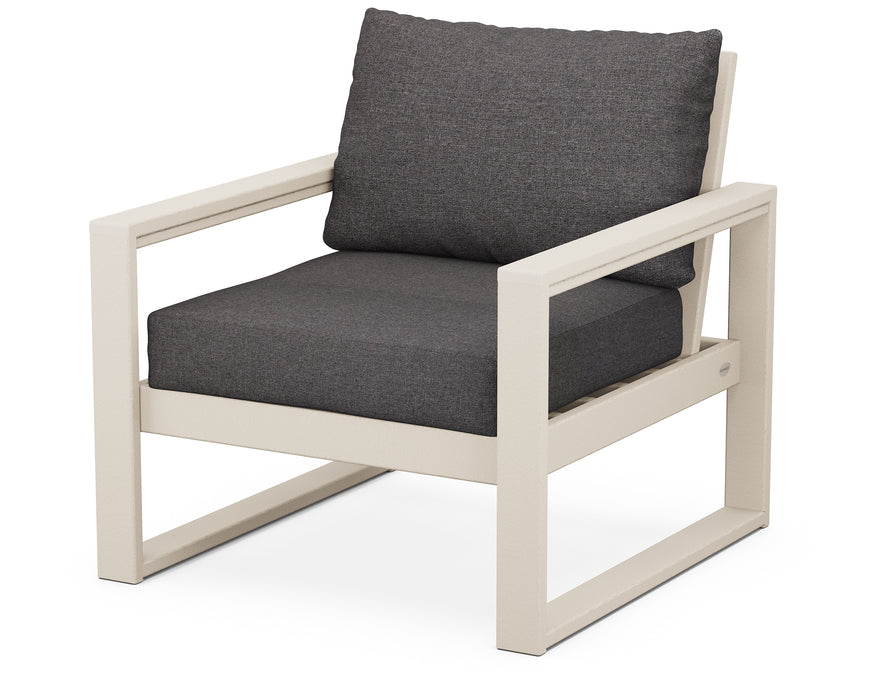 POLYWOOD EDGE Club Chair in Sand with Ash Charcoal fabric