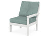 POLYWOOD Vineyard Modular Right Arm Chair in White with Glacier Spa fabric