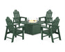 POLYWOOD® Long Island 4-Piece Upright Adirondack Conversation Set with Fire Pit Table in Green