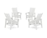 POLYWOOD® 4-Piece Modern Grand Upright Adirondack Chair Conversation Set in White