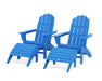 POLYWOOD Vineyard Curveback Adirondack Chair 4-Piece Set with Ottomans in Pacific Blue