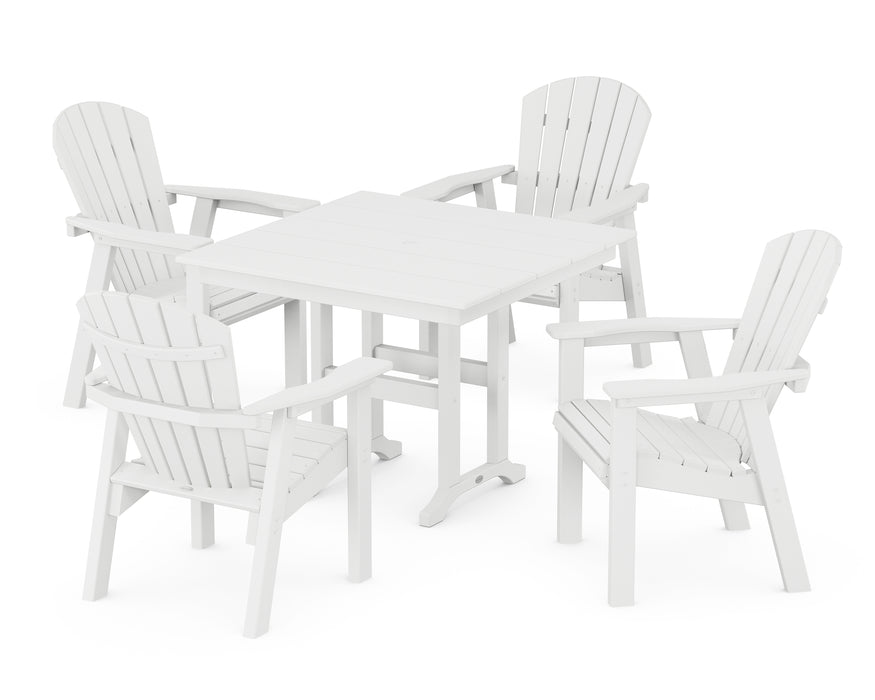 POLYWOOD Seashell Chair 5-Piece Farmhouse Dining Set in White