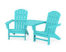 POLYWOOD Nautical 3-Piece Adirondack Set with Angled Connecting Table in Aruba
