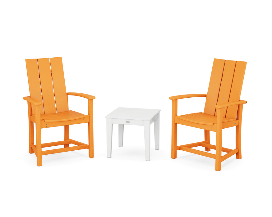 POLYWOOD® Modern 3-Piece Upright Adirondack Chair Set in Tangerine / White