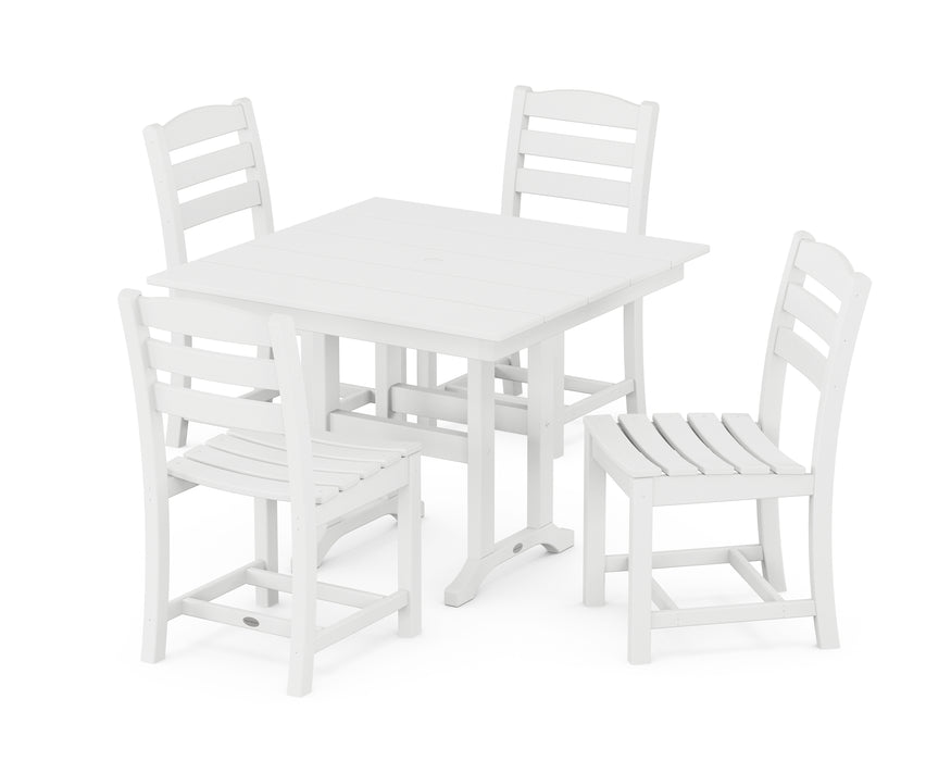 POLYWOOD La Casa Café Side Chair 5-Piece Farmhouse Dining Set in White