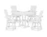 POLYWOOD 5-Piece Modern Swivel Counter Set in White