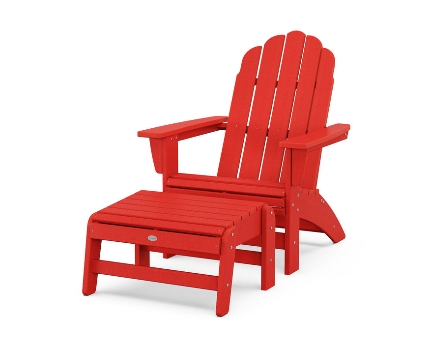 POLYWOOD® Vineyard Grand Adirondack Chair with Ottoman in Sunset Red